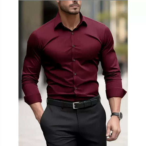 Men's Pigment Business Casual Long Sleeve Shirt