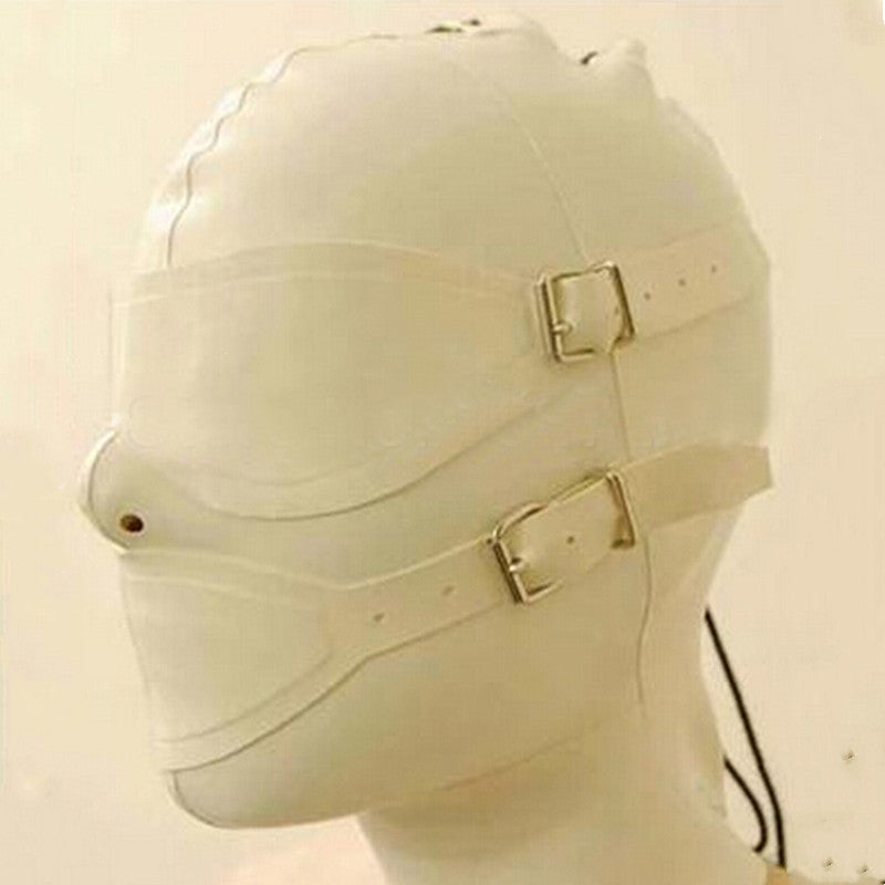 Pure Natural Latex Head Cover Mask With Mouth Plug Removable