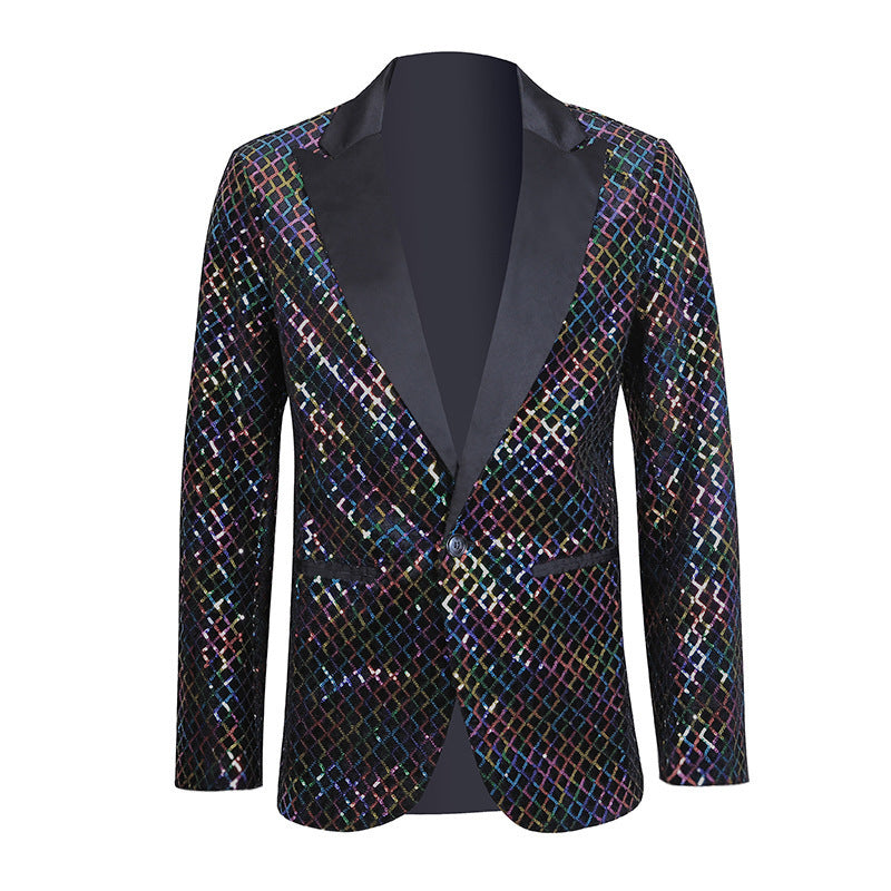 Men's Sequin Bead European Size Suit Jacket