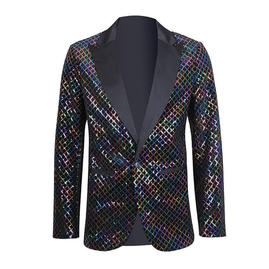 Men's Sequin Bead European Size Suit Jacket