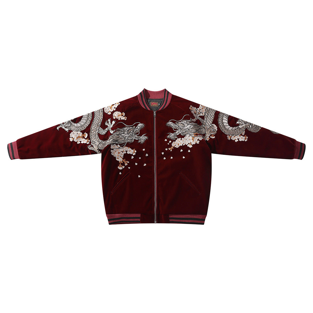 Mens Loose Fit Polyester Embroidered Chinese Style Jacket