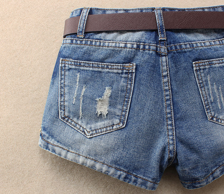 Denim Shorts Women's Korean-style Loose Mid Waist Large Size Slimming Summer Korean Ripped Jeans Hot Pants
