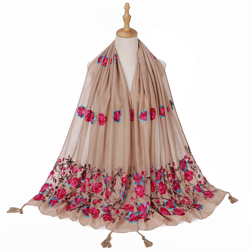 Ladies Travel Often Shawl Embroidery