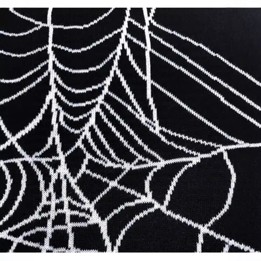 Wind Cobweb Design Knitted Loose Cool Men And Women Couple Sweater New