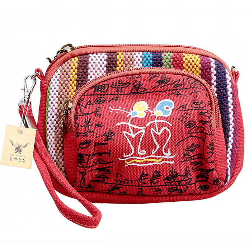 Multifunctional Fabric Printed Canvas Shoulder Crossbody Bag