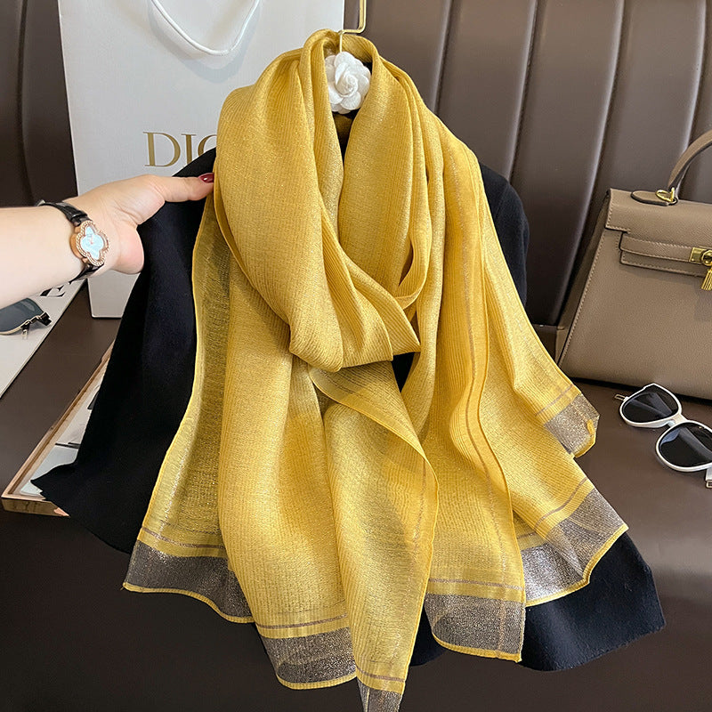 Women's Lightweight Silk Shawl, Elegant Long-style For Socialites