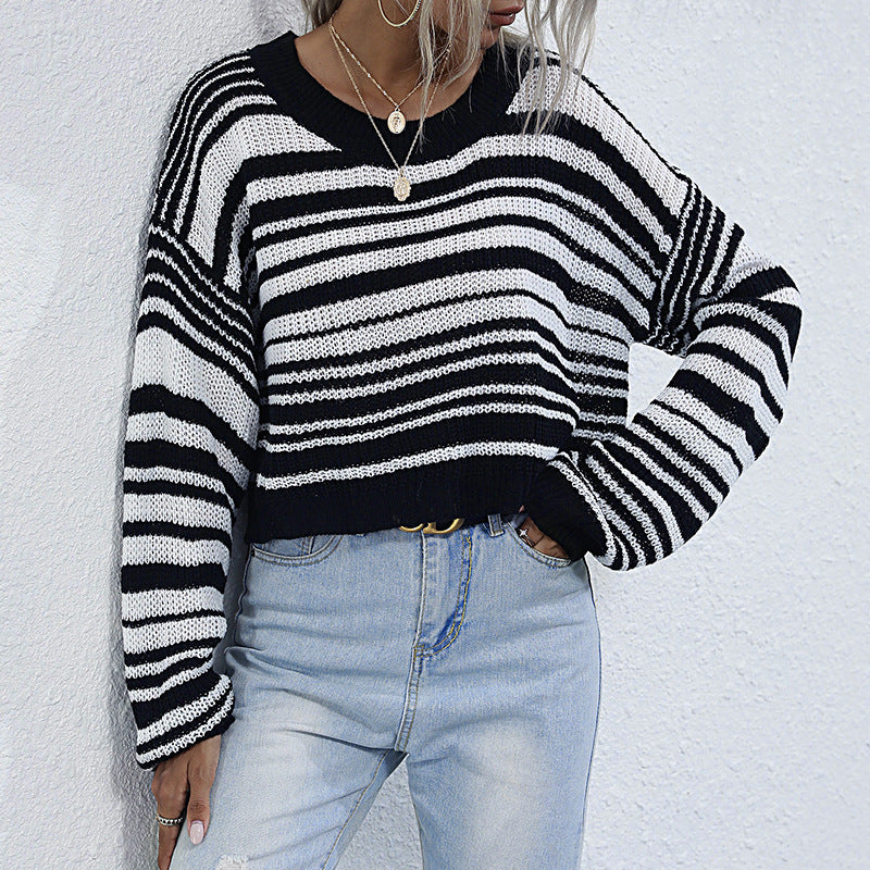 Base Knitwear Short Striped Sweater Women