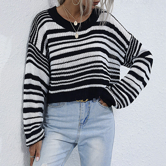 Base Knitwear Short Striped Sweater Women