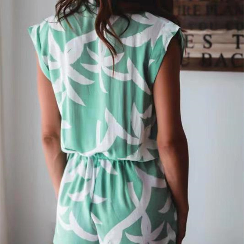 Women's Simple Fashion Casual Print Jumpsuit