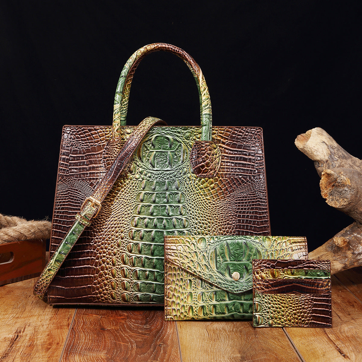 Womens Crossbody Tote Bag  With Vibrant Crocodile-Grain Design In The Brummie Style