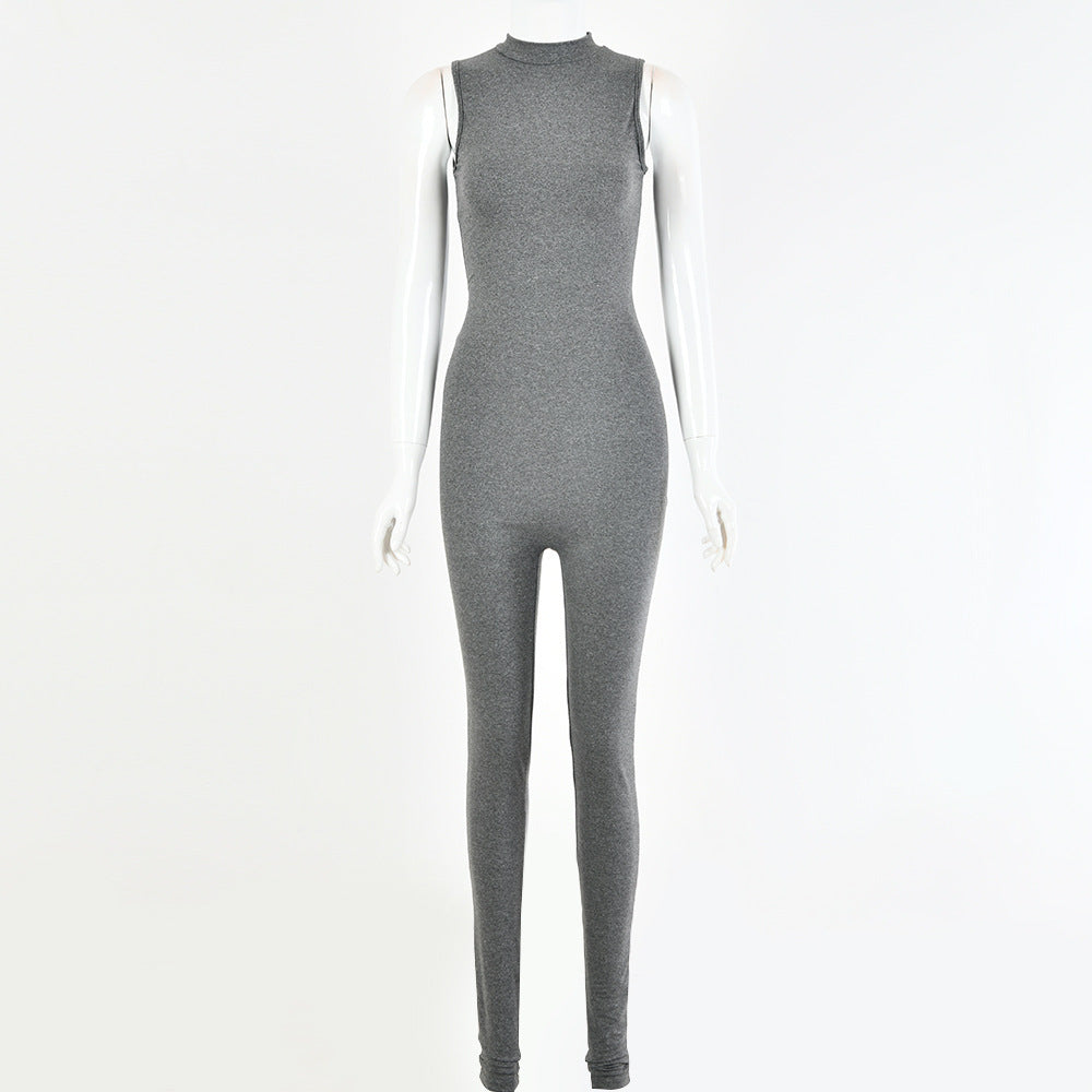 Round Neck Stitching Jumpsuit Women