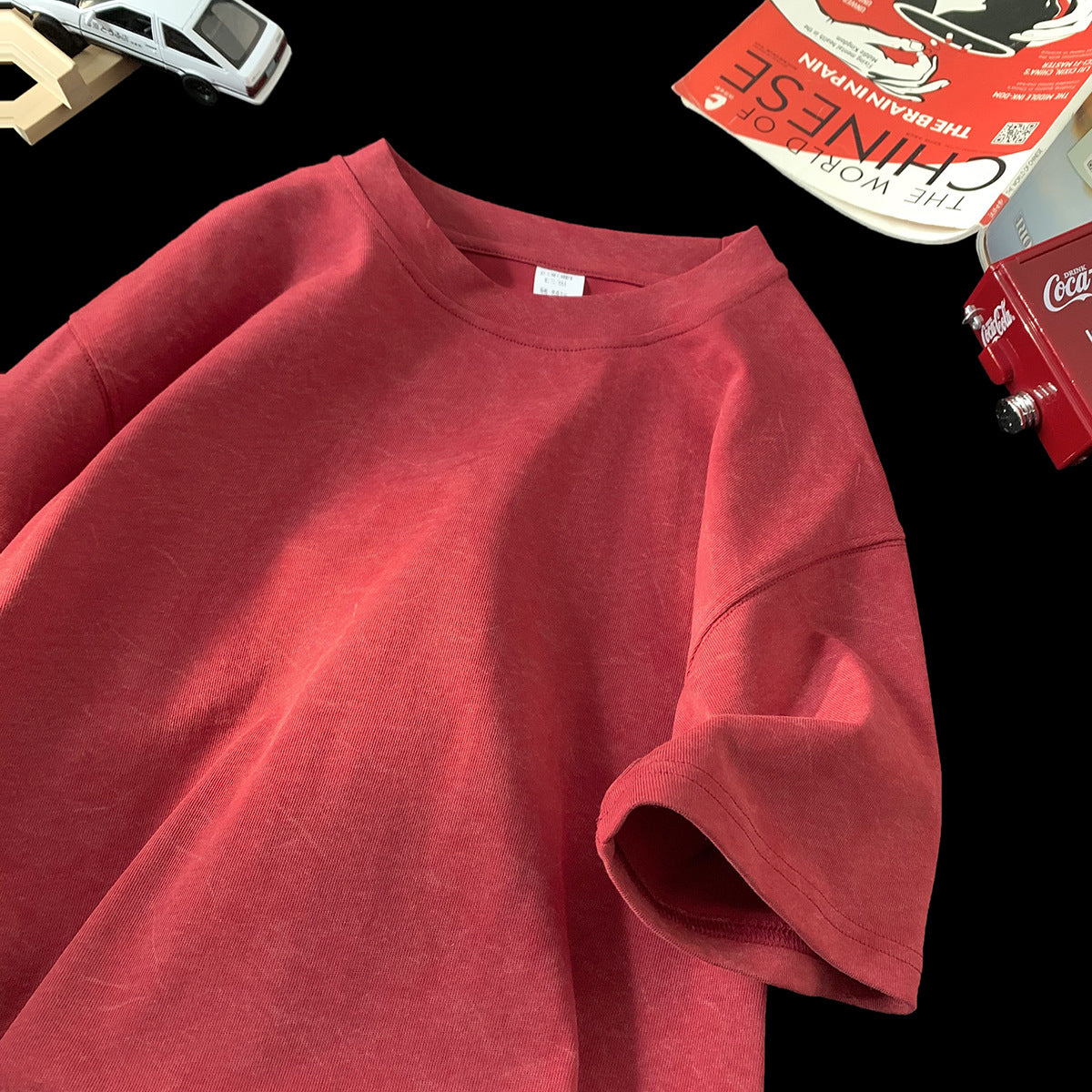 Stenvasket Iskold Tencel Bomuld Is-silke Kortærmet T-shirt