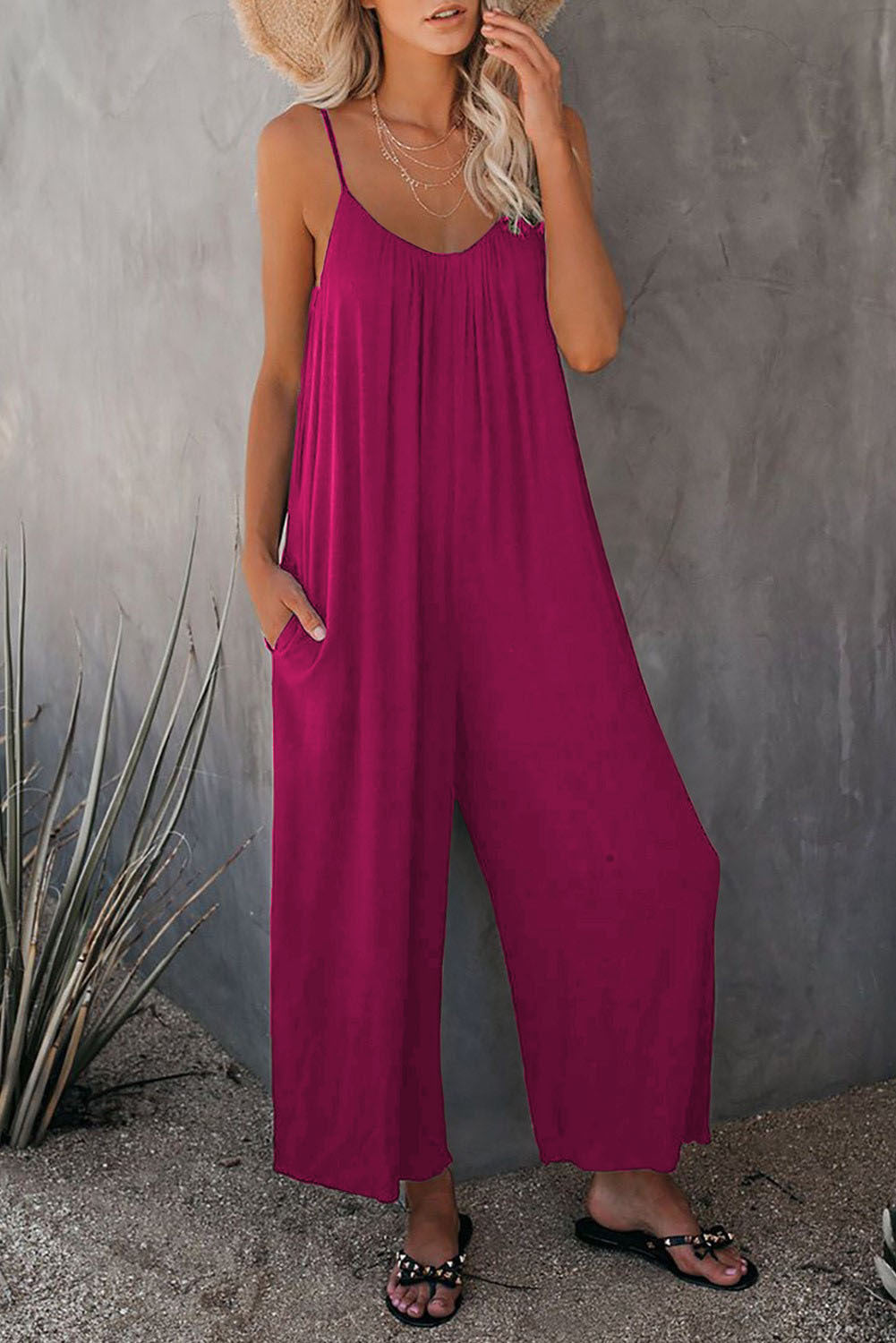 European And American Suspender Jumpsuit Women's New Solid Color