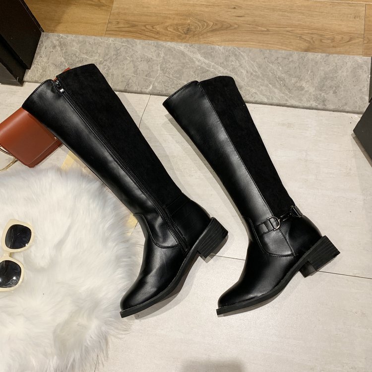 Two-tone Autumn And Winter High-top Long Boots