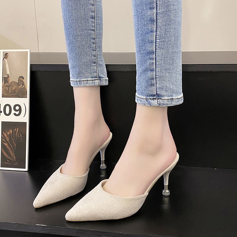 High Heels Women's Stiletto Toe Box Half Slippers