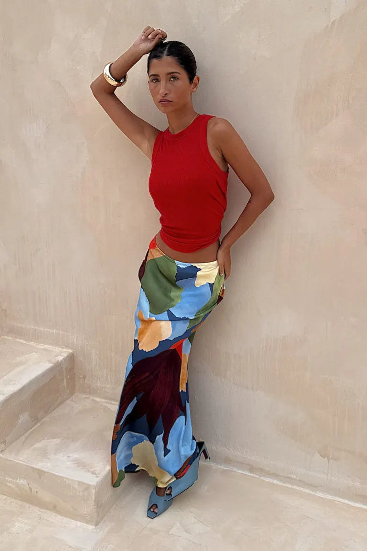 Printed Elastic Waistband Fashionable And Casual