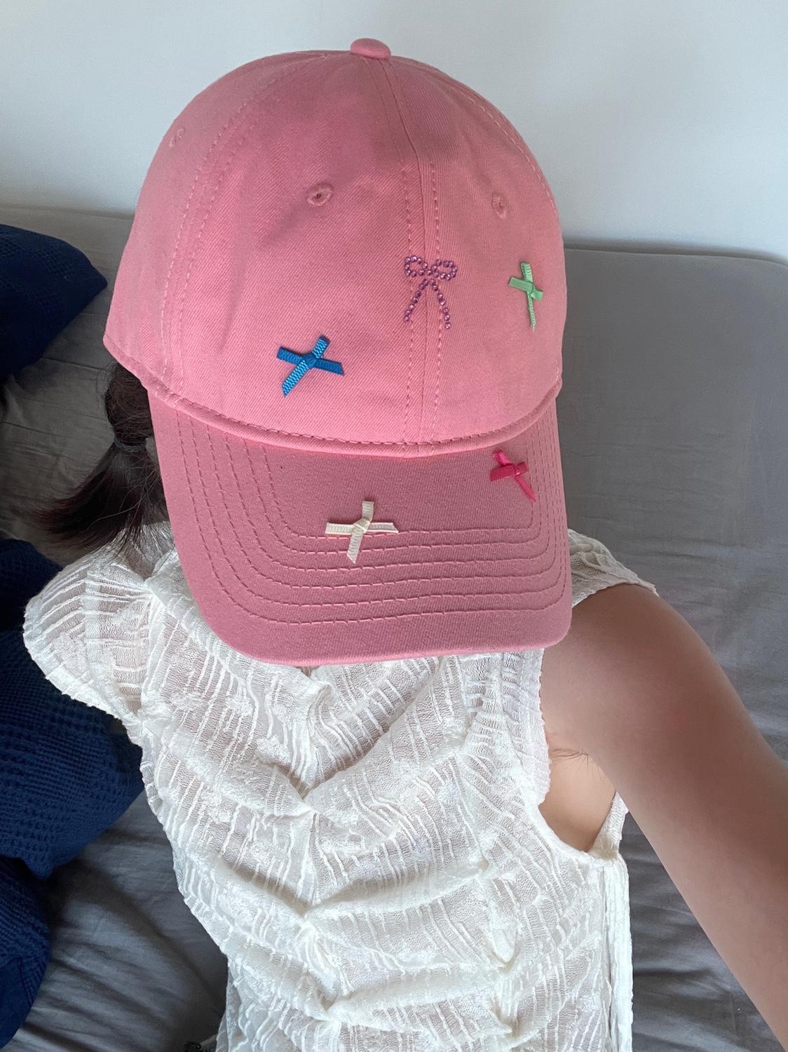 Autumn And Winter Rhinestone Bow Peaked Cap