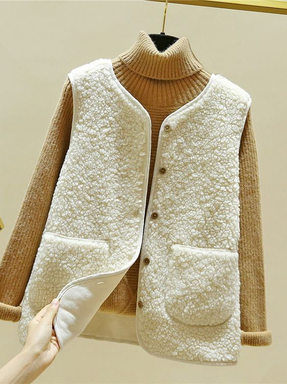 Version Fur Vest Granule Fleece Shoulder Jacket