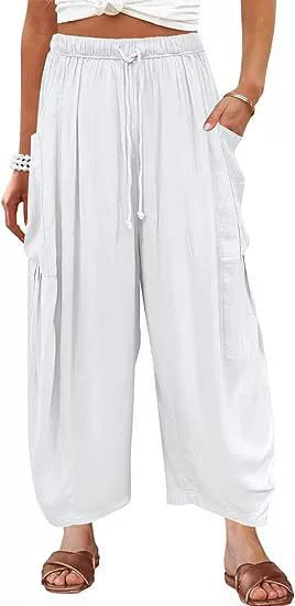 Elastic Waistband Pocket Casual Pants