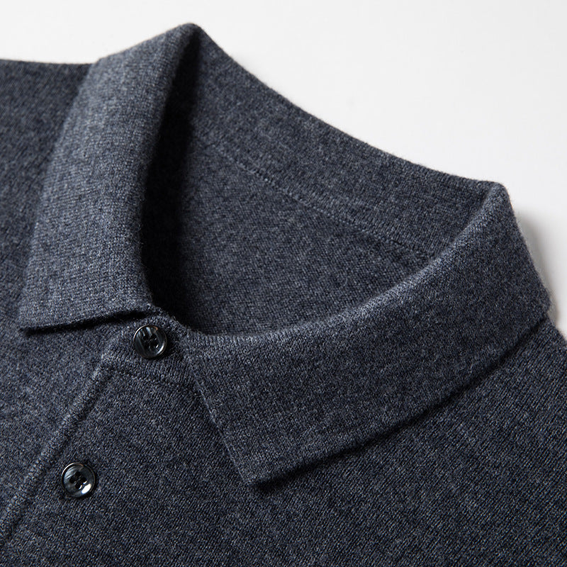 Tykkere Sweater i Ren Uld til Mænd Langærmet Strikket Bluse
