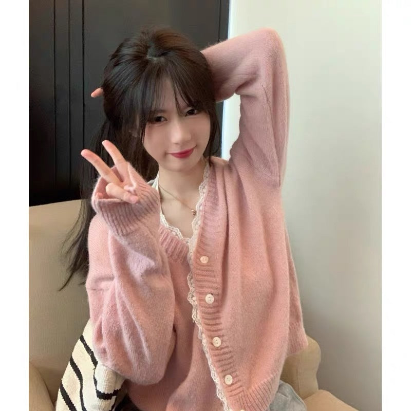 Autumn Short Sweater Women's Design Sense Lace Cardigan Coat