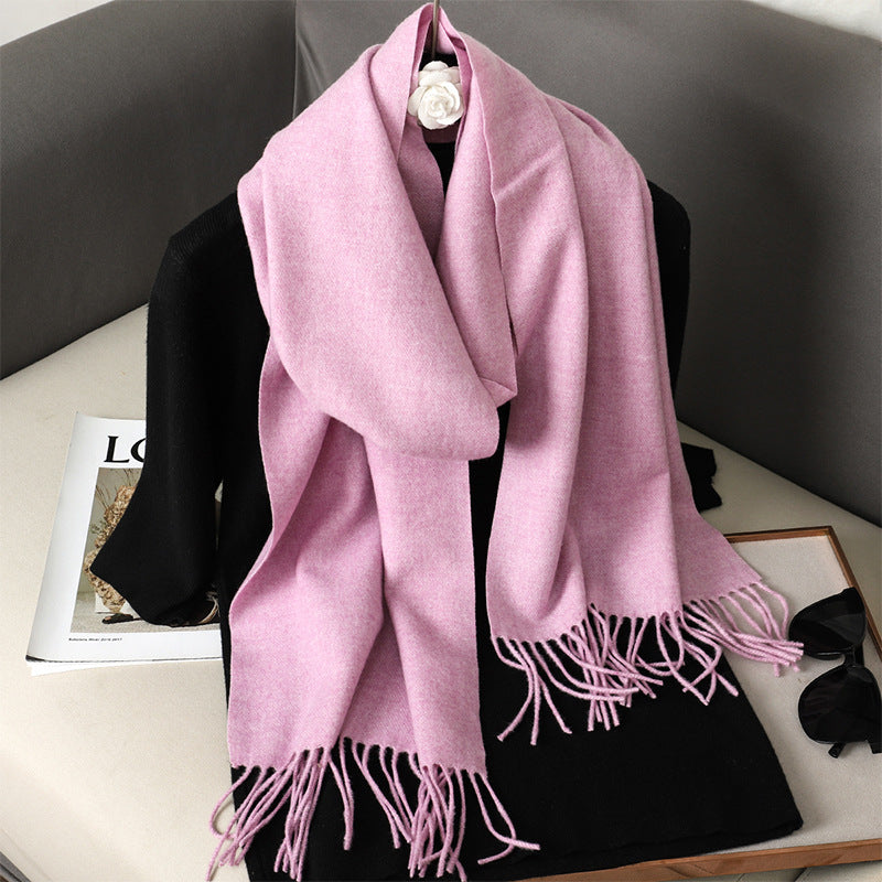 Solid Color Maillard Scarf Cashmere-like Women Warm Shawl