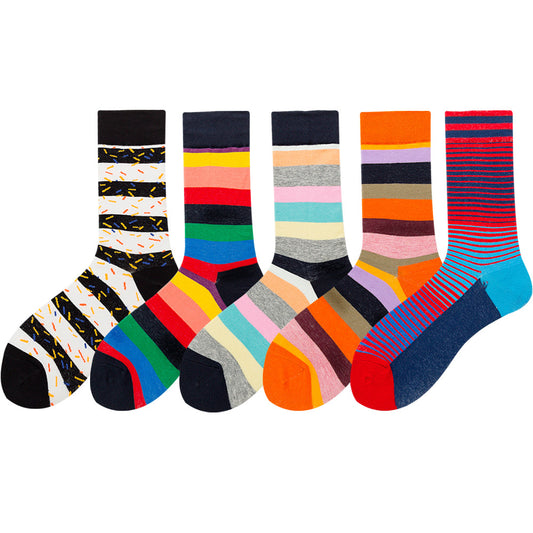 Striped Color Mid-tube Hip-hop Socks Personality