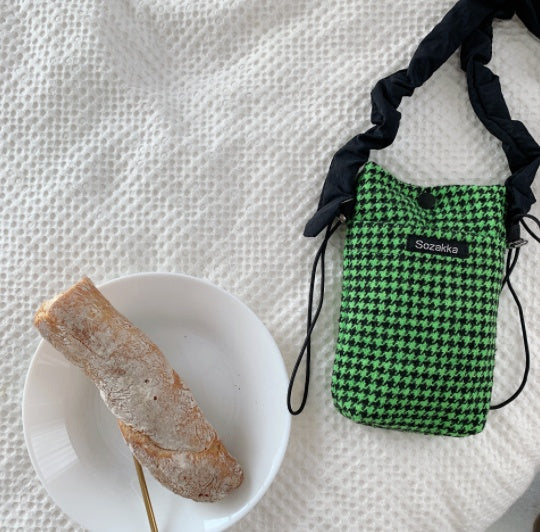 Houndstooth Pattern Shoulder Messenger Bag
