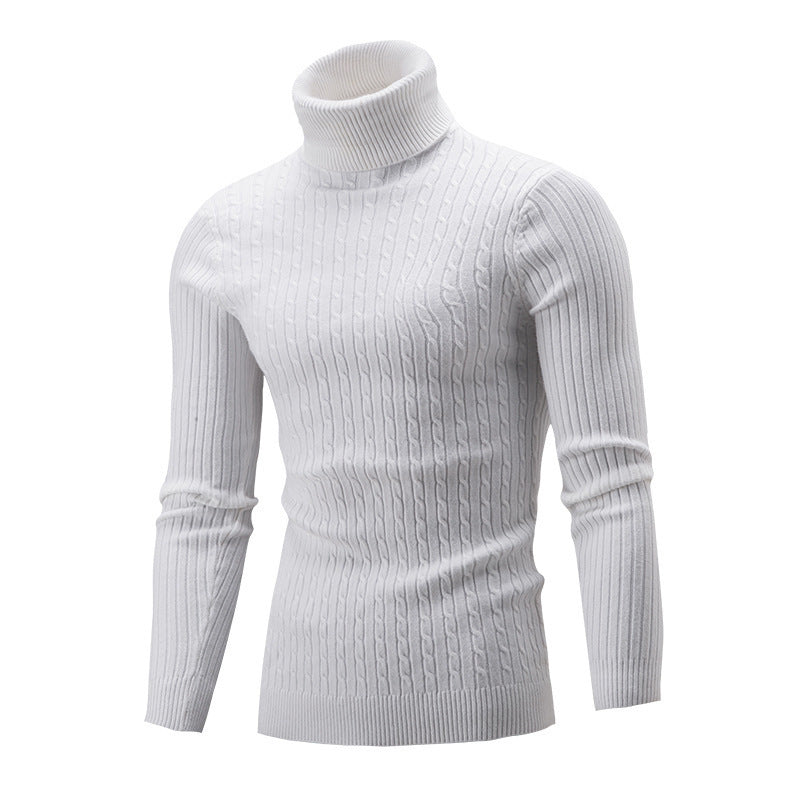 High Neck Fried Dough Twist Long Sleeve Men's Casual Sweater