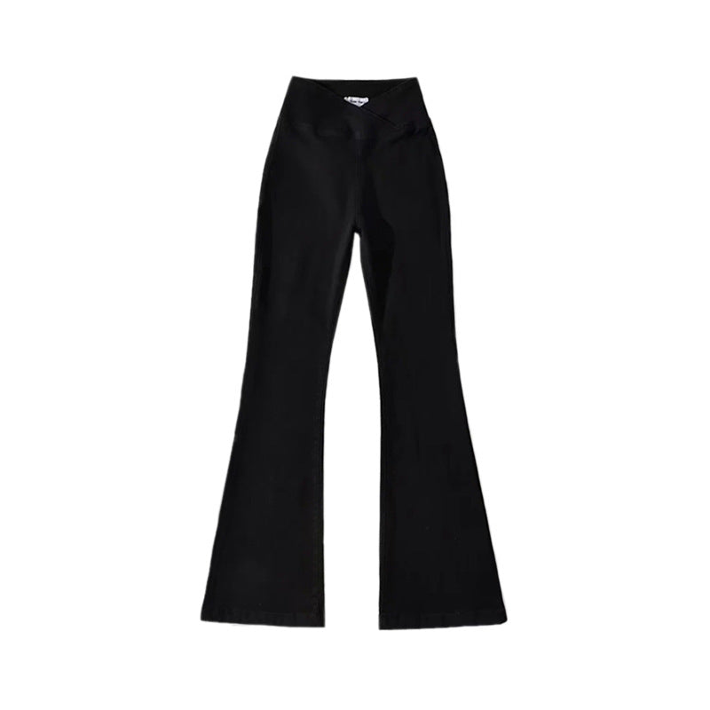Waist Irregular Denim Bootleg Pants Women