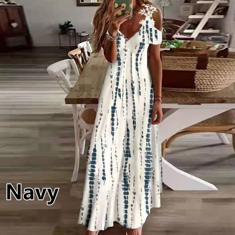 Women's Lace V-neck Strap Long Skirt