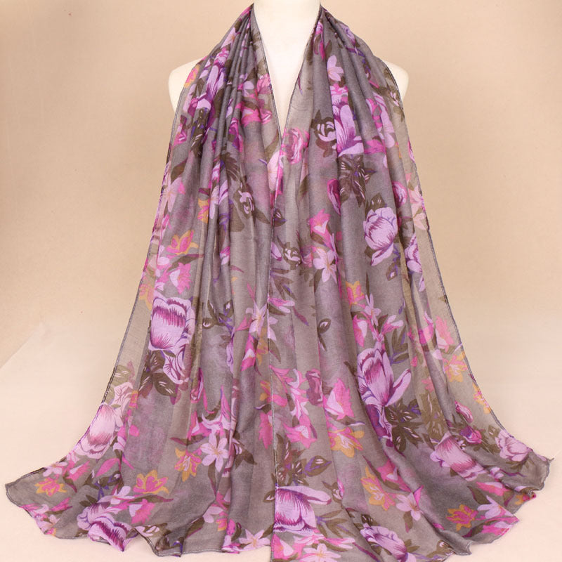 Cotton Yarn Bali Printed Scarf Thin Section Breathable And Multi-purpose