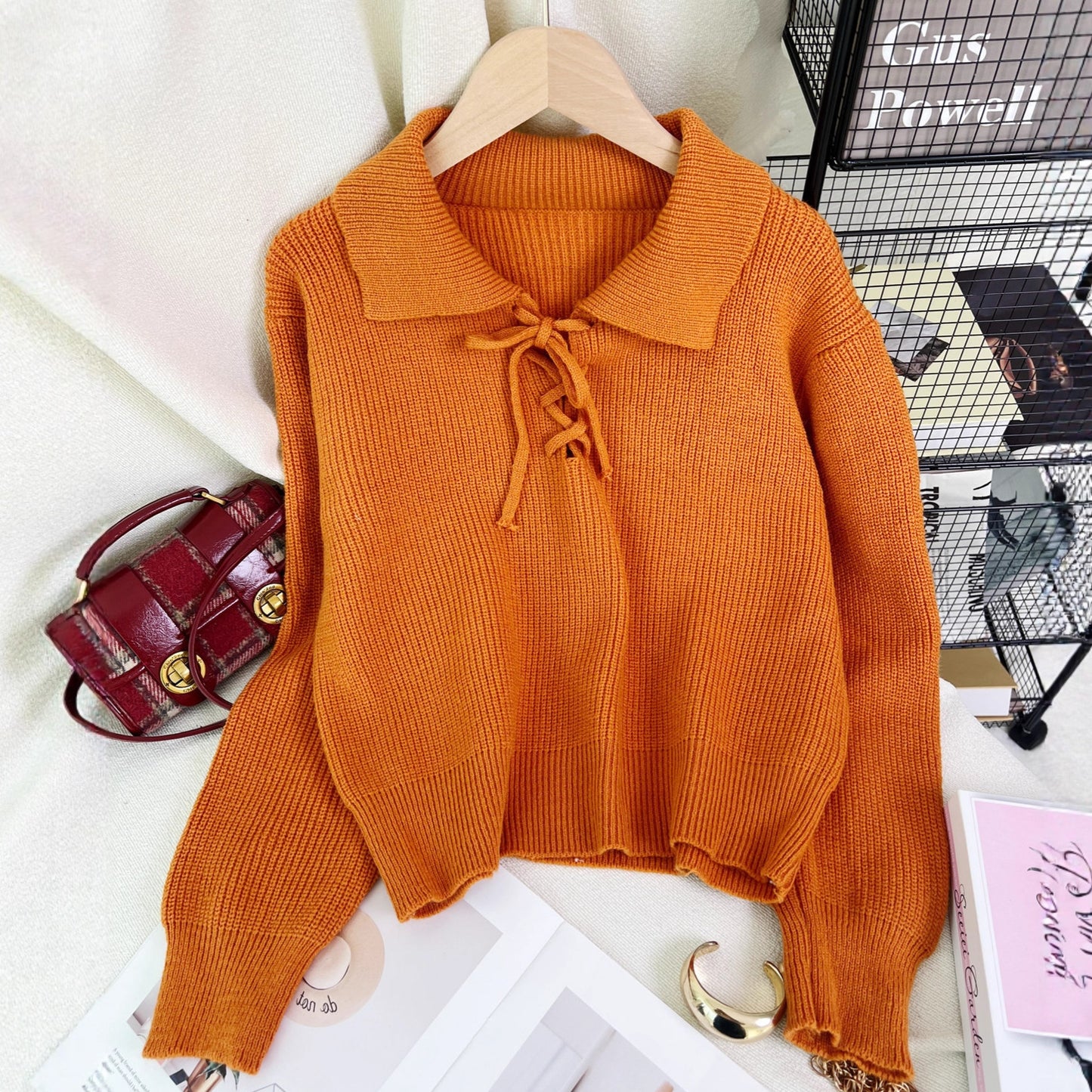 Women's Retro Lace-Up Long Sleeve Sweater