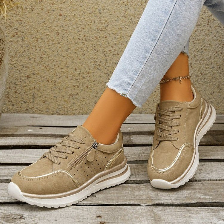 Side-zip Breathable Sneakers With A Chunky Sole For Comfort