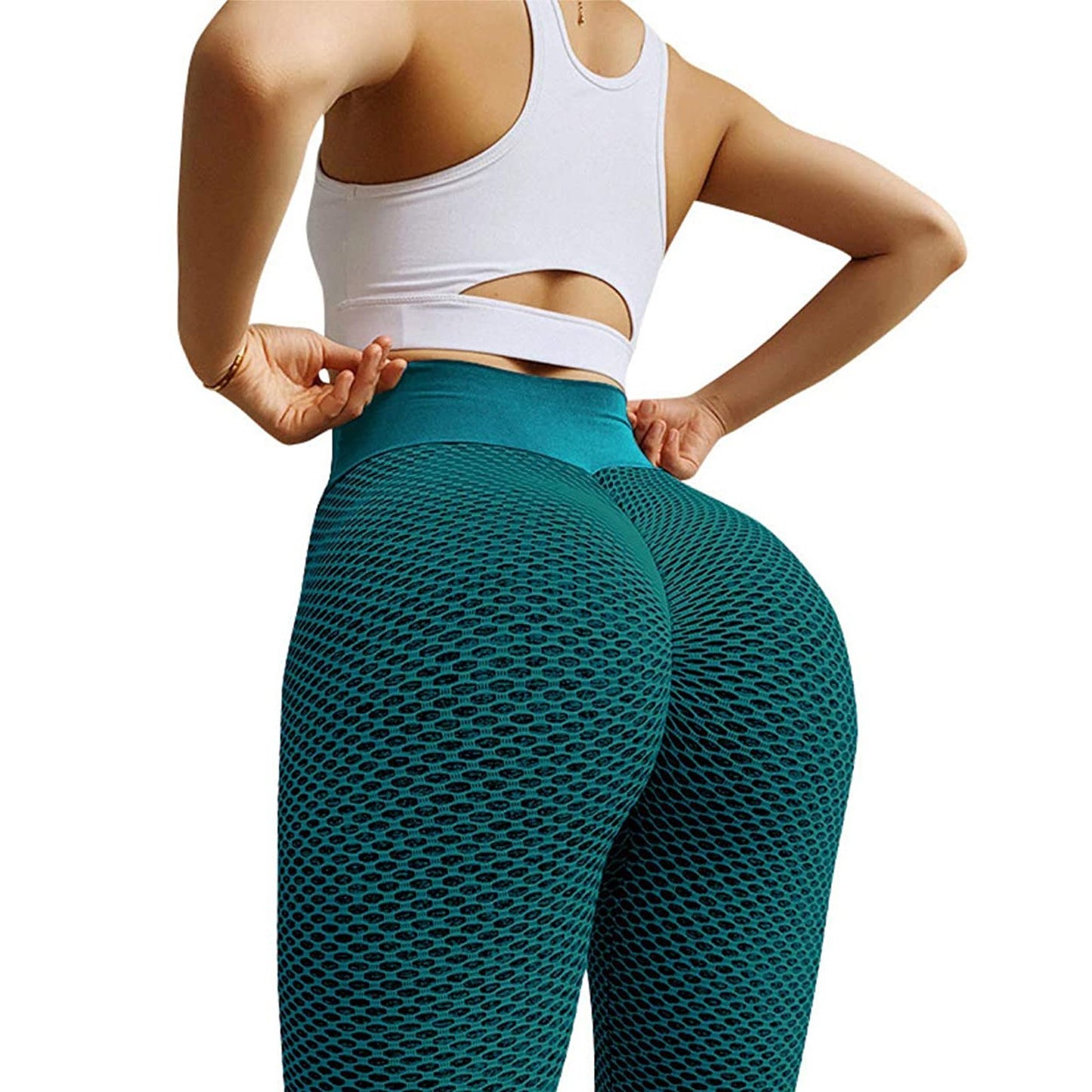 Birds-eye Honeycomb Lattice Bottoming Sweatpants Fitness Peach Hip Trousers
