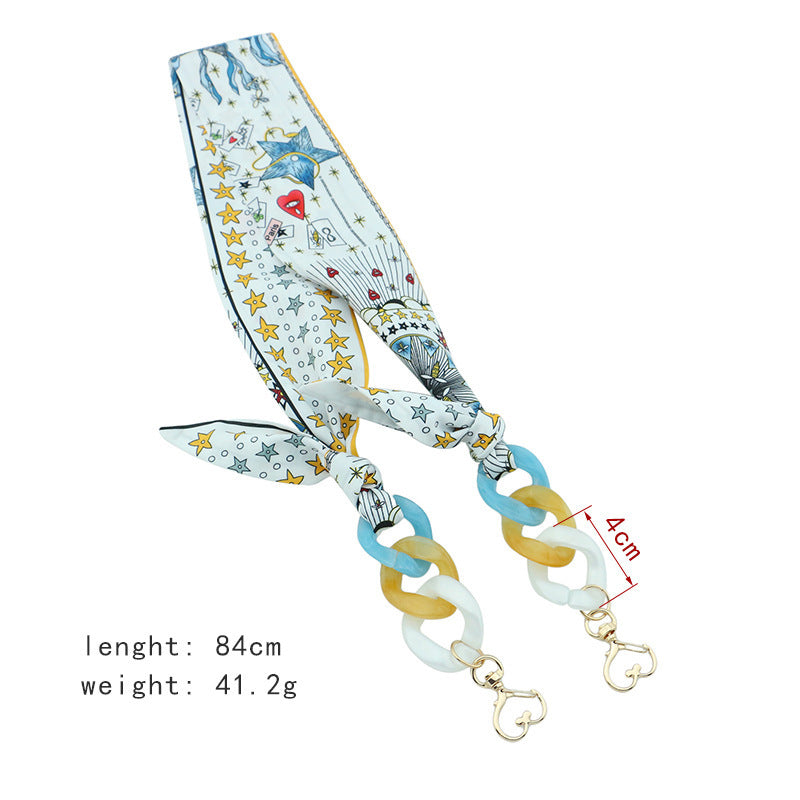 Retro Print Silk Scarf Glasses Chain Hat Windproof Hanging Chain