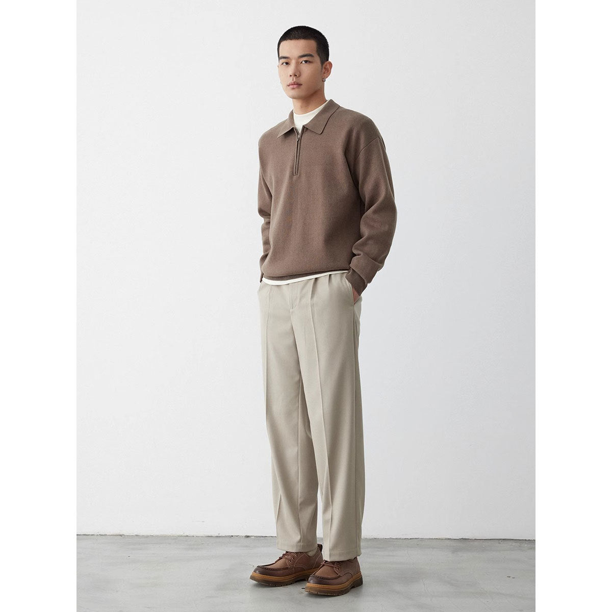Korean Style Niche Casual Polo Collar Knitwear Sweater For Men