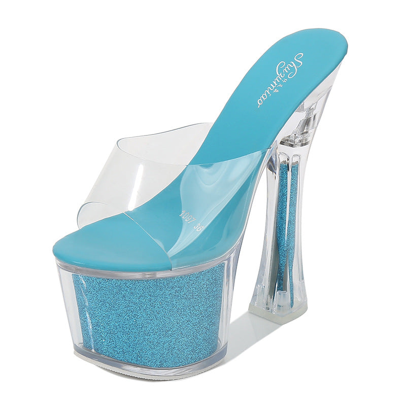 High Heeled Shoes Gradual Fishmouth Waterproof Platform