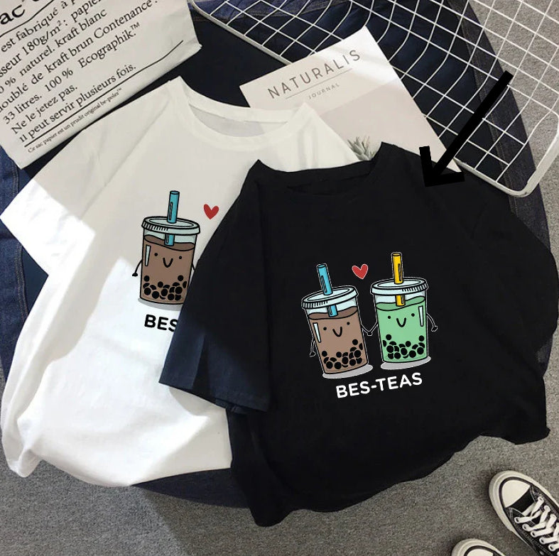 Personalized Milk Tea Printing Couple T-shirt