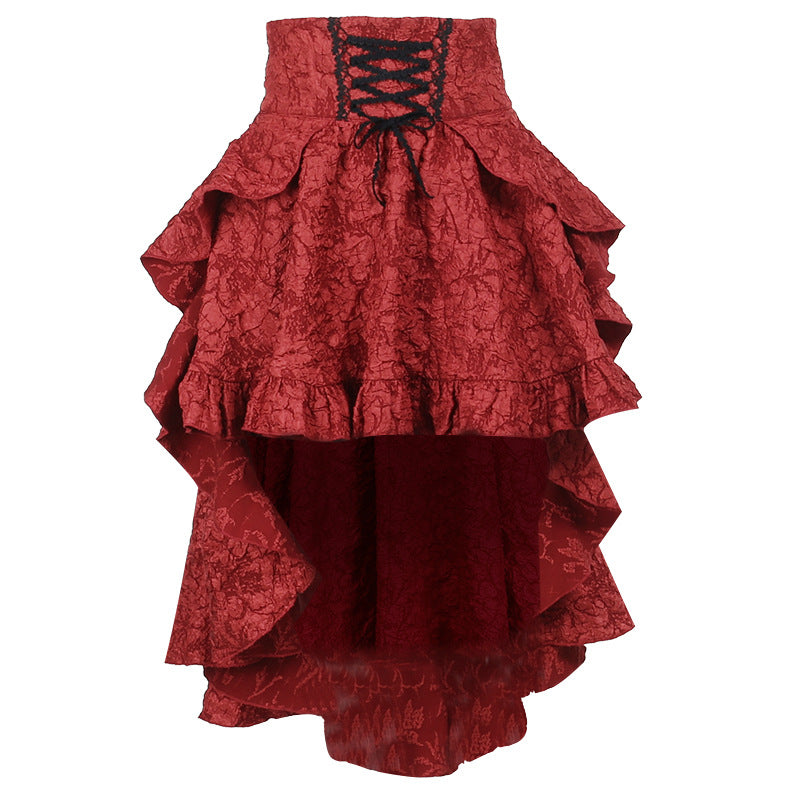 Patchwork Hip Skirt Elegant Slim High Waist Lace-up Waist-controlled Trailing Skirt Women