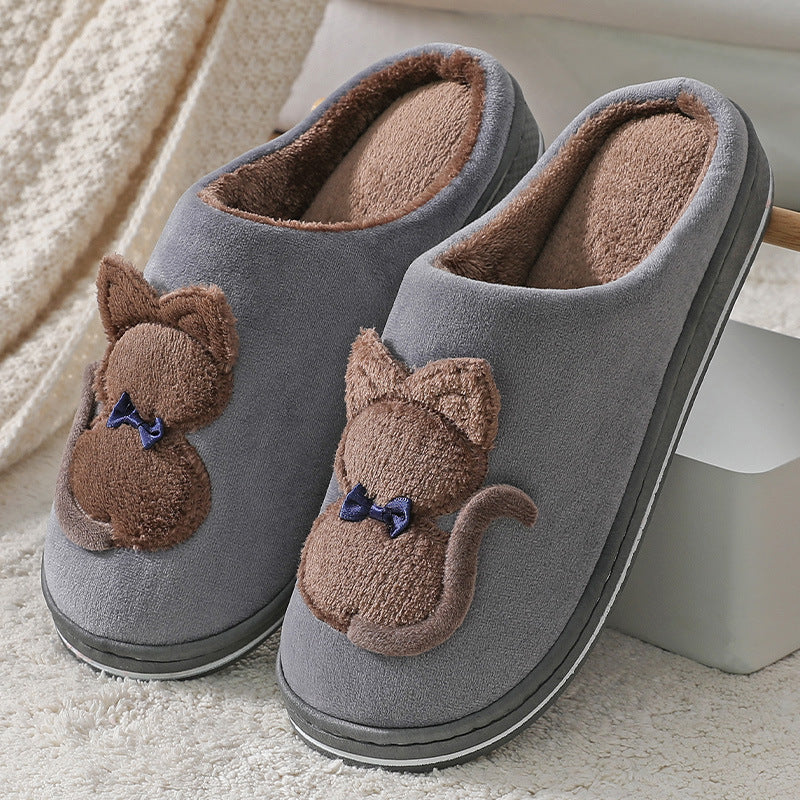 Women's Cute Plush Couple Cotton Slippers Non-slip