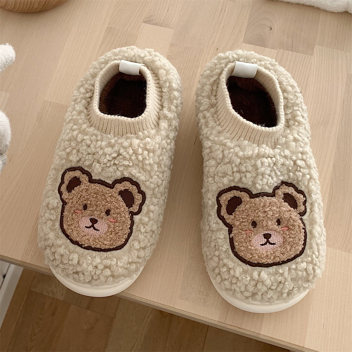 Student Dormitory Non-slip Warm Plush Shoes Cartoon Cute Full Heel Wrap Cotton Slippers