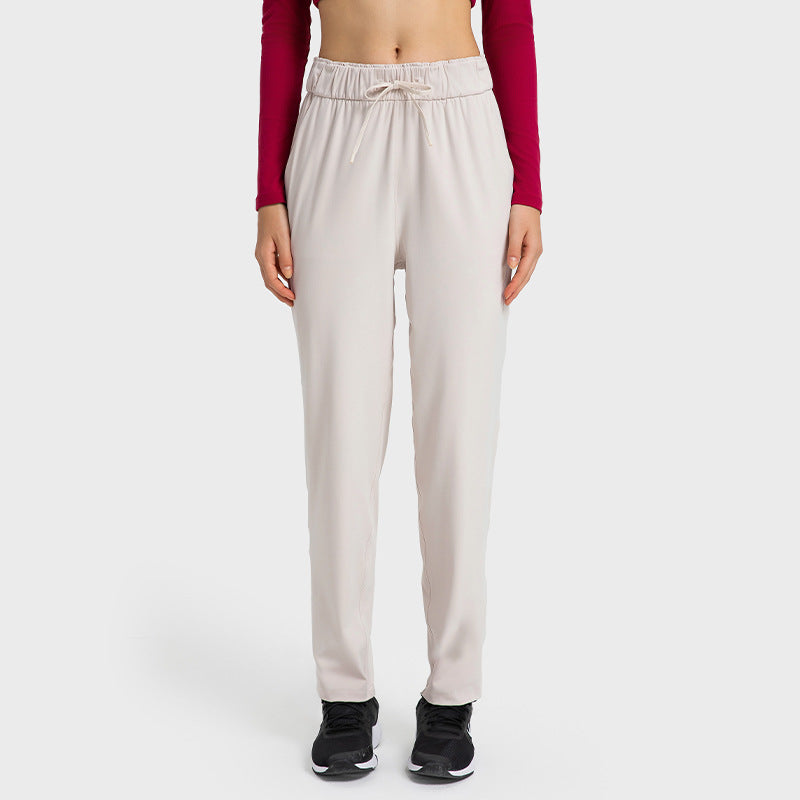 Drawstring Loose Elastic Straight-leg Pants Women
