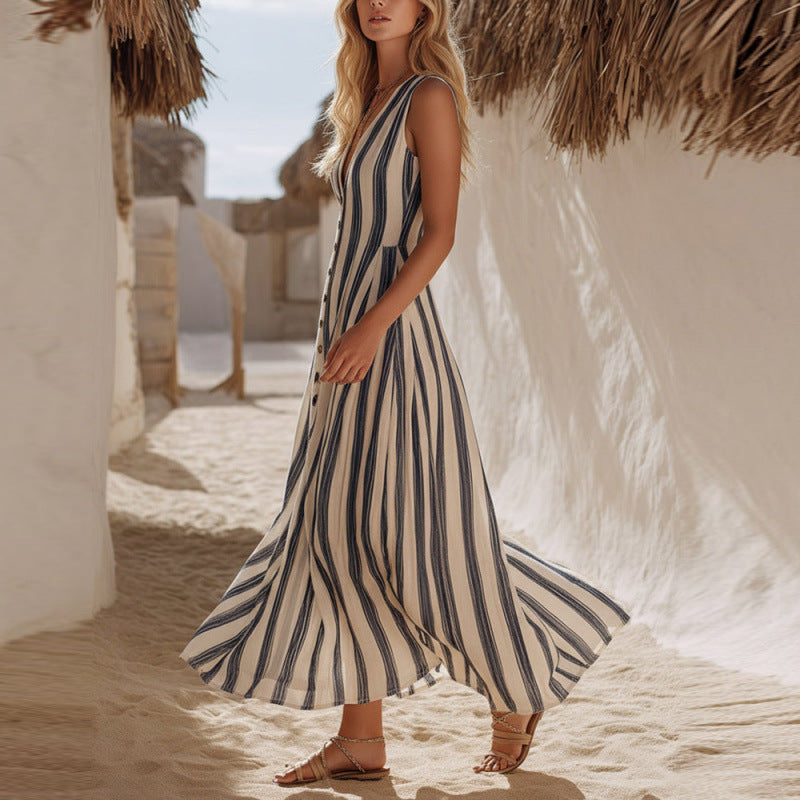 Elegant Beach Deep V-Neck Bohemian Dress