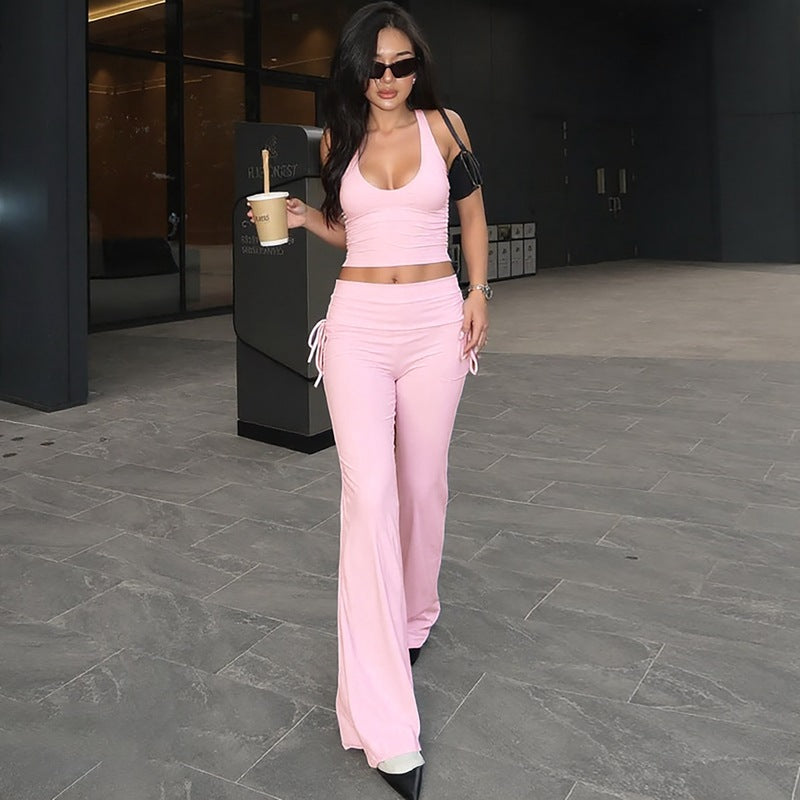 Fashion Casual Vest Slim-fit Solid Color Trousers Suit