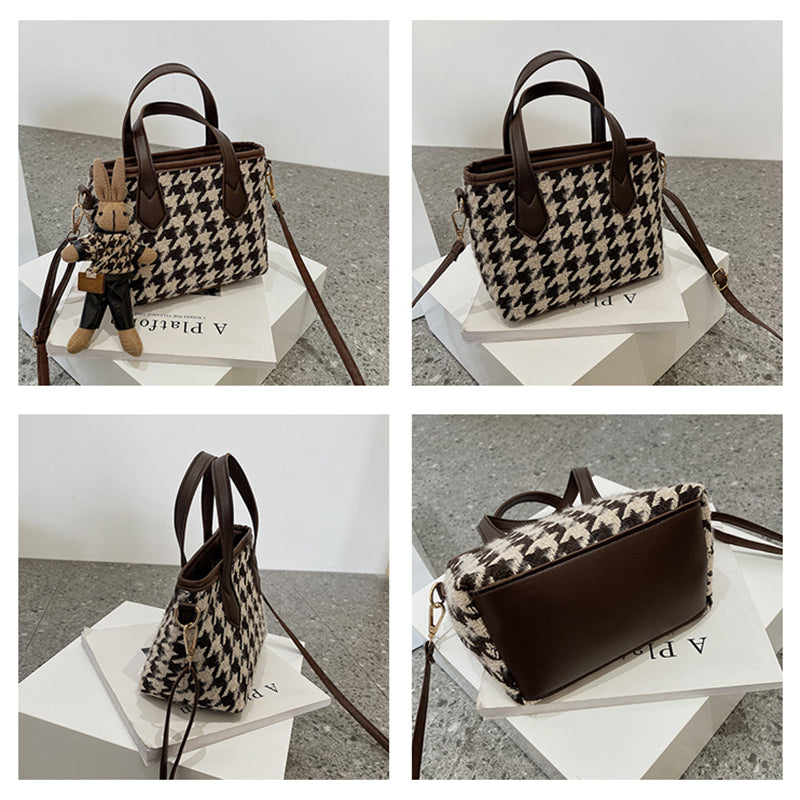 Mode Houndstooth Skuldertasker Bærbare Skakternede Håndtasker All-match Messenger Taske Dame Totes