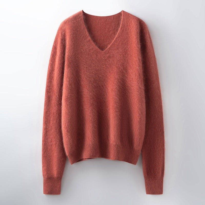 Versatile Loose-fitting Brushed Sweater In A Solid Color