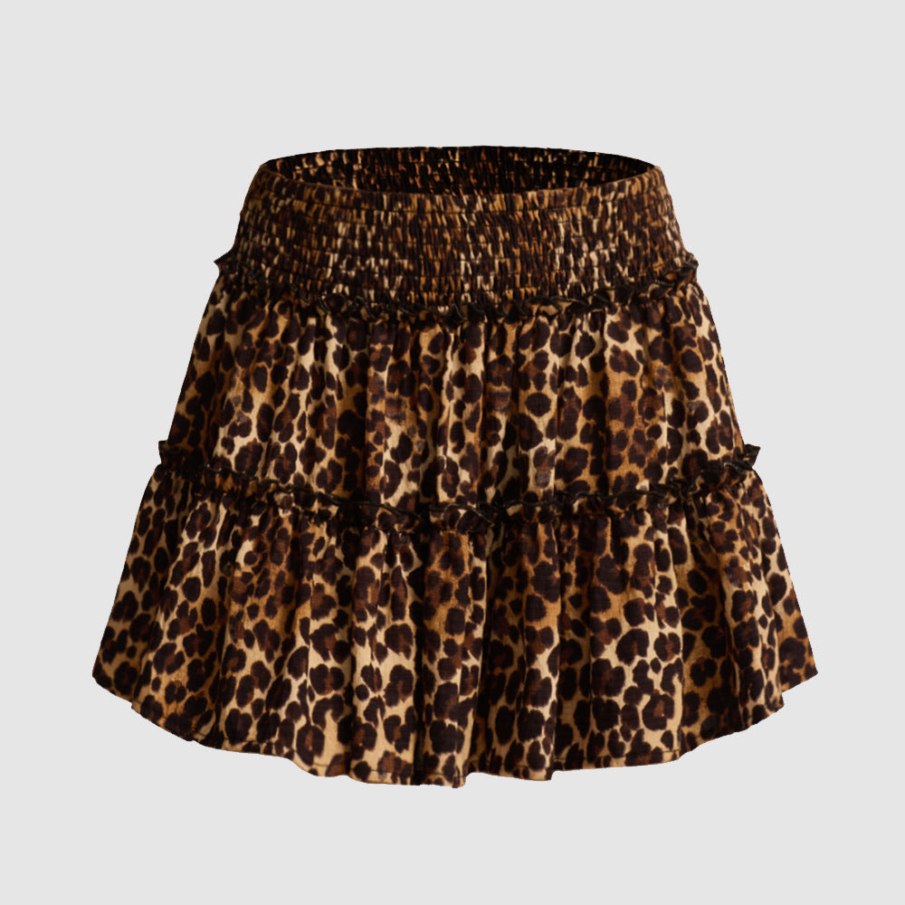 Women's High-waisted Elastic Waist Skirt With Lining