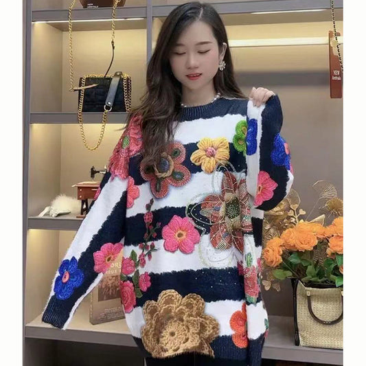 Goods Exquisite Rhinestone Rich Flower Hooded Sweater