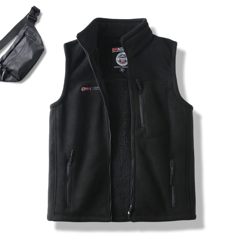 Thick Warm Men's Vest Stand Collar Polar Fleece Waistcoat